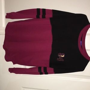 Pink and black with gold letters, sweater